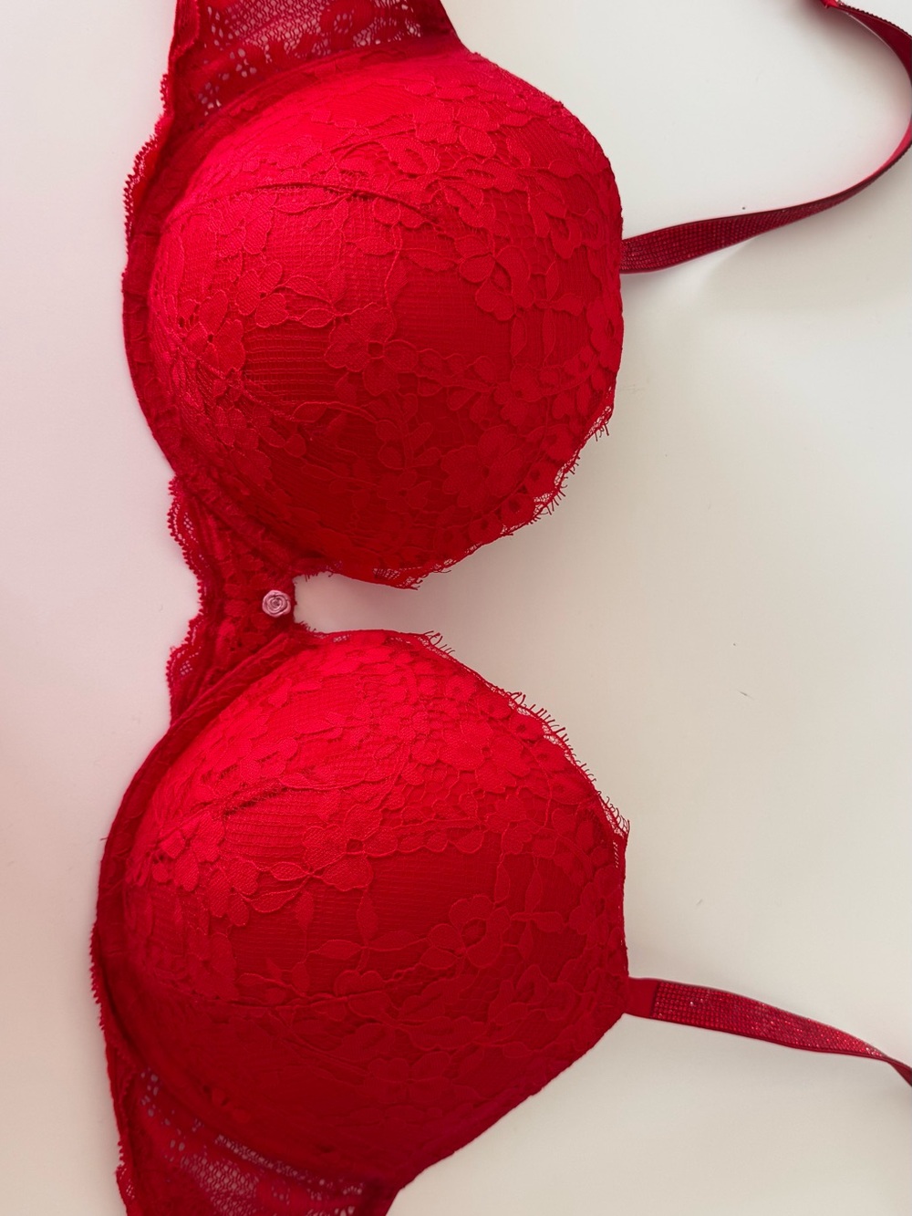 Victoria Secret Red Twinkle Lace Push-Up Bra
